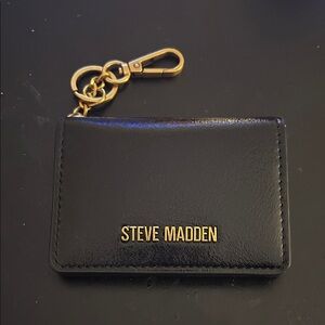 Steve Madden Black and Gold Card Holder Keychain